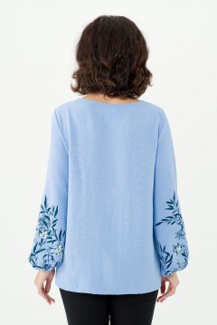 Блузка голубая с длинными рукавами Serenada(фото4)