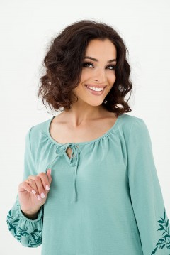 Блузка фисташкового цвета в стиле бохо Serenada(фото2)