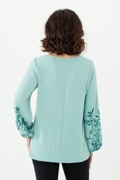 Блузка фисташкового цвета в стиле бохо Serenada(фото4)