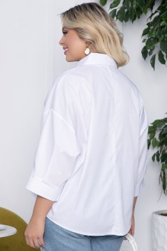 Блузка белая со складкой по переду Lady Taiga(фото4)