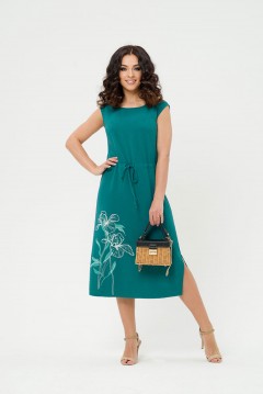 Платье летнее изумрудного цвета с разрезами Serenada(фото2)
