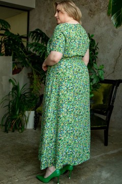 Платье зелёное длинное из штапеля с принтом Jetty-plus(фото2)