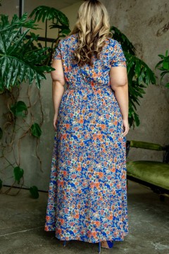 Платье синее длинное из штапеля с цветочным принтом Jetty-plus(фото4)