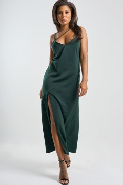 Платье-комбинация тёмно-зелёного цвета Fly(фото2)