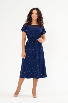 Платье миди синее в горох Serenada(фото2)