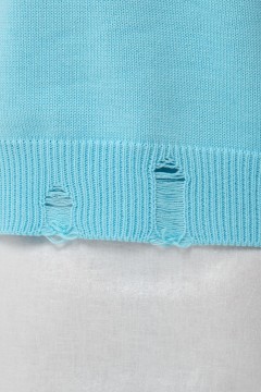 Джемпер вязаный голубого цвета с эффектом спущенных петель Priz(фото3)