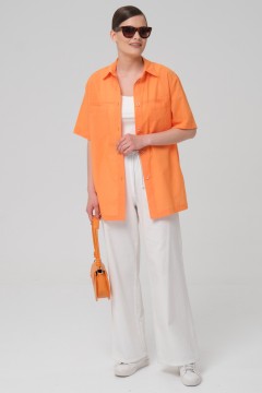 Рубашка из хлопка оранжевого цвета Priz(фото2)