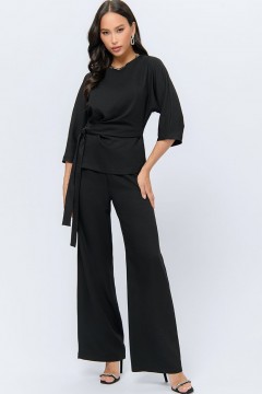 Блуза чёрного цвета с декоративным поясом 1001 dress(фото2)