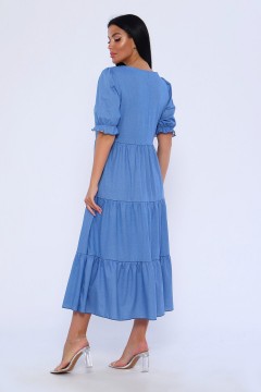 Платье с пышными рукавами голубого цвета 48820 Натали(фото4)