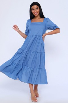 Платье с пышными рукавами голубого цвета 48820 Натали(фото2)
