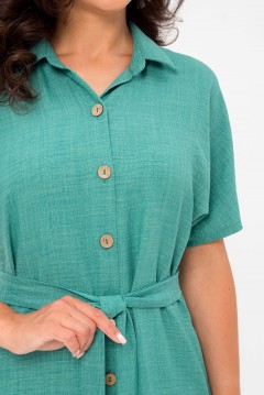 Платье-рубашка зелёное летнее длинное Serenada(фото3)
