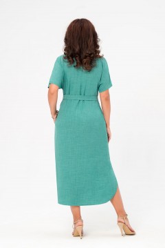 Платье-рубашка зелёное летнее длинное Serenada(фото4)
