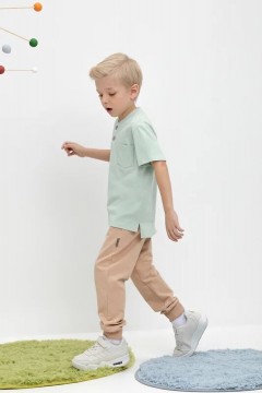 Брюки бежевого цвета для мальчика КР 400694/кунжут к478 брюки Crockid(фото3)