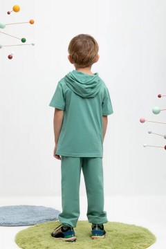 Брюки зелёного цвета для мальчика КР 400677/малахитово-зеленый к466 брюки Crockid(фото4)