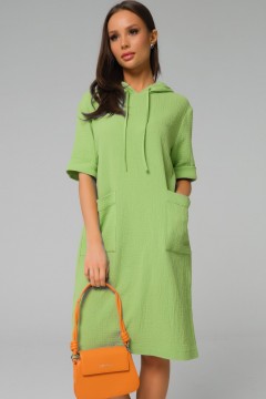 Платье зелёное с капюшоном Priz