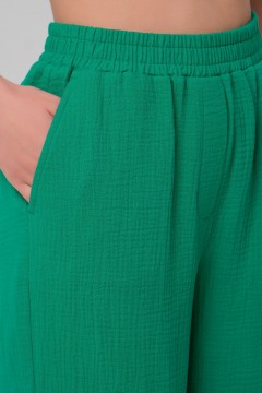 Брюки зелёные из муслина с карманами Priz(фото4)