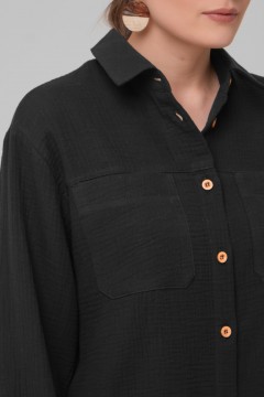 Рубашка чёрная из муслина Priz(фото3)