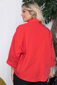 Блузка красная со складкой по переду Lady Taiga(фото3)