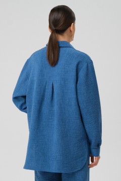Рубашка серо-голубого цвета с эффектом крэш Priz(фото6)