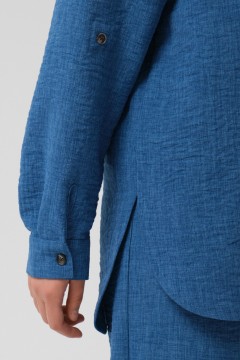 Рубашка серо-голубого цвета с эффектом крэш Priz(фото5)