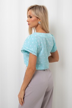 Блузка мятного цвета в горошек Мелисса №96 Valentina(фото4)