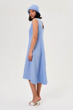 Платье с вышивкой без рукавов василькового цвета Priz(фото5)