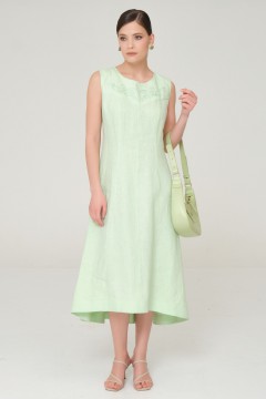 Платье с вышивкой без рукавов бледно-зелёного цвета Priz(фото2)