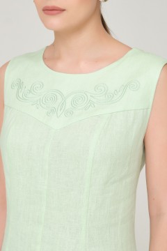 Платье с вышивкой без рукавов бледно-зелёного цвета Priz(фото3)