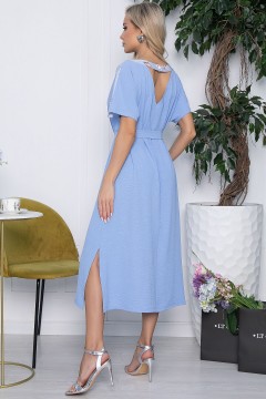 Платье длинное голубое с поясом Lady Taiga(фото4)