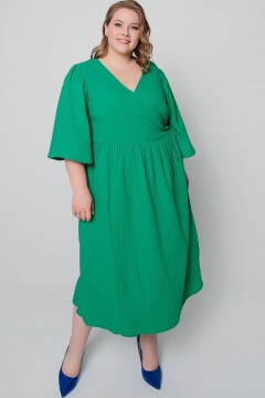Платье на запах зелёного цвета  Jetty-plus(фото2)