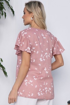 Блузка розовая с поясом Lady Taiga(фото4)