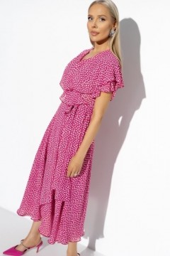 Платье шифоновое розового цвета с оборками Charutti(фото3)