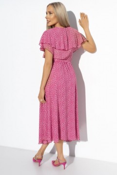 Платье шифоновое розового цвета с оборками Charutti(фото4)