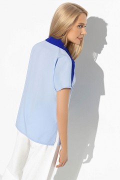 Блузка голубая с контрастной отделкой на пуговицах Charutti(фото5)