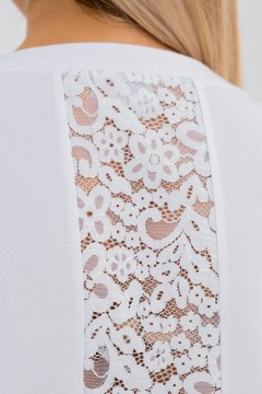 Блузка льняная белая с вставкой из кружева по спинке Novita(фото3)