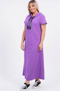 Платье фиолетовое с капюшоном в стиле спорт-шик Novita