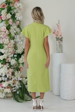 Платье миди зелёного цвета с оборками на рукавах Wisell(фото4)