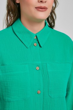 Рубашка зелёная из муслина Priz(фото3)