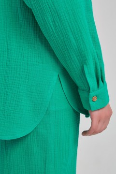 Рубашка зелёная из муслина Priz(фото4)