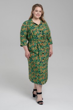 Платье зелёное миди с принтом Jetty-plus(фото2)