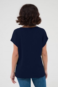 Блузка тёмно-синяя с коротким рукавом Serenada(фото2)