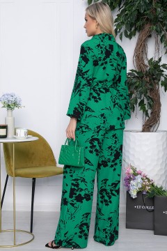 Костюм брючный зелёный с цветочным принтом Lady Taiga(фото5)
