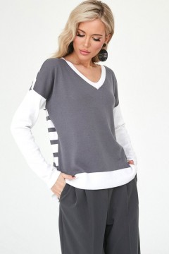 Джемпер лёгкий с удлинённой спинкой в полоску Happychoice