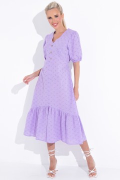 Платье длинное сиреневого цвета из хлопка-шитьё Elza(фото3)