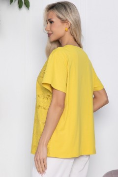 Блузка горчичного цвета из хлопка Lady Taiga(фото4)