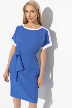 Платье синее льняное с поясом Charutti