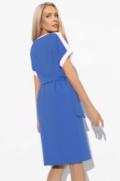 Платье синее льняное с поясом Charutti(фото5)