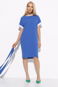 Платье синее льняное с поясом Charutti(фото3)
