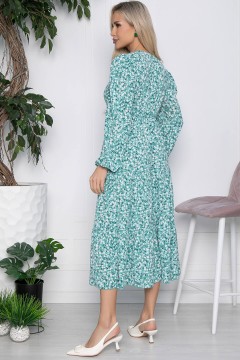 Платье зелёное с цветочным принтом на запах Lady Taiga(фото4)