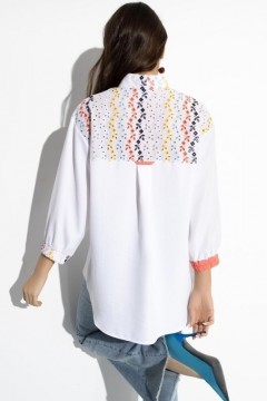Рубашка белая с принтом и асимметричным низом Charutti(фото4)